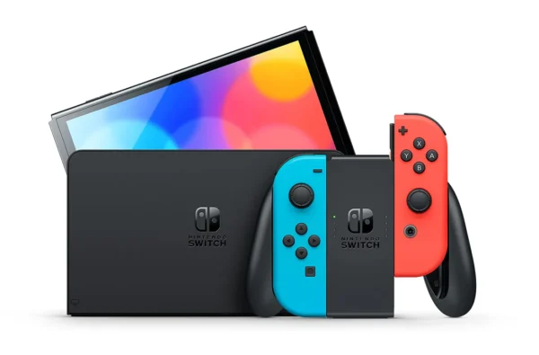 Nintendo Switch (OLED Model) Neon Red & Neon Blue Joy-Con - Image 2