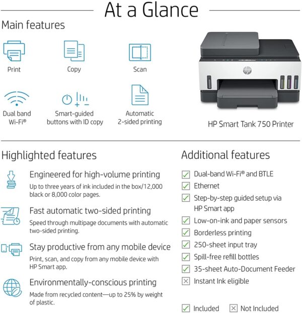 HP Smart Tank 750 Wireless All-in-One Printer - Image 3