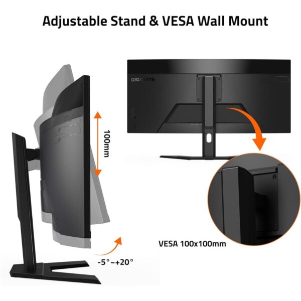 Gigabyte G34WQCP 34″ WQHD (3440×1440) 180Hz 1ms (MPRT) VA Curved Gaming Monitor - Image 4