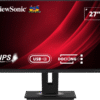 ViewSonic VG2756-2K 27″ QHD IPS Docking Monitor with USB-C, RJ45, HDMI, DisplayPort, and 40° Tilt Ergonomics: